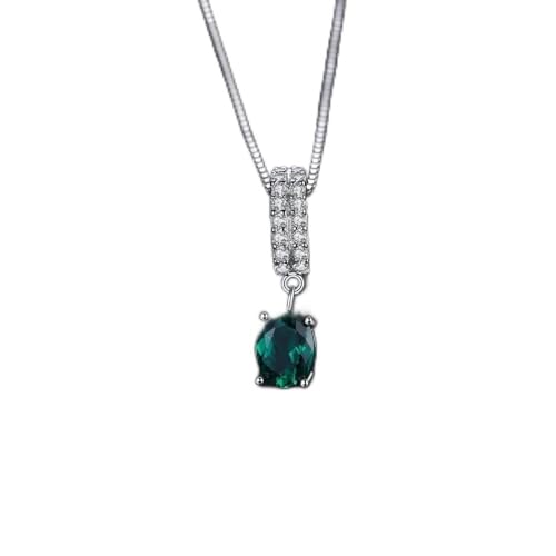 Collier émeraude nano pendentif ovale en argent 925, le cadeau idéal pour femme