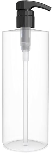 BRIGHTFROM Empty Shampoo Pump Bottle 32 OZ / 1 Liter BPA-Free Cylinder Containers Household & Commercial Use Black Pump - Leak Proof