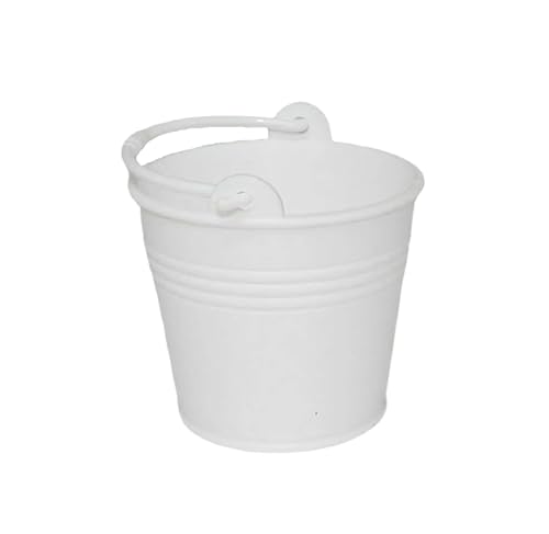20 Mini Baldes 5,5cm Plástico com Alça para Mimos, Prendas Jardim e Lembrancinhas (Branco)