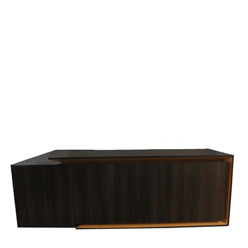 Image of Lakdi The Furniture Co Director Office Table for L-Shape Made in Particle Board with Side Unite and Openable Shutter & Storage Wire Manager,CPU Storage Luxury Executive Desk Brown Color- (LDL-532)