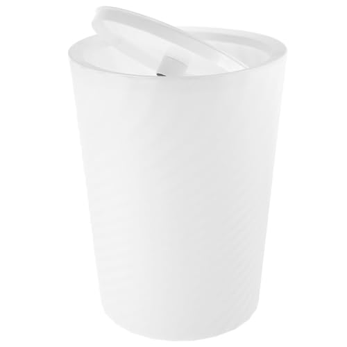 VILLFUL Poubelle Pivotante à Bascule avec Couvercle, Grosse Capacité 12l, Plastique Blanc, Corbeille à Déchets Cuisine, Salle de Bain, Bureau et Salon, Poubelle Compacte et Pratique
