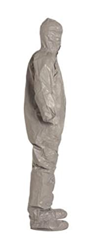 DuPont Tychem F 6000 Coveralls; Attached Boots, Hooded, X-Large
