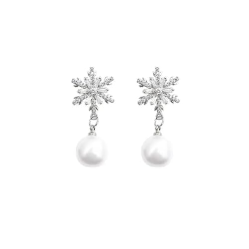 Boucles d'oreilles flocon de neige en pierre scintillante pour femme