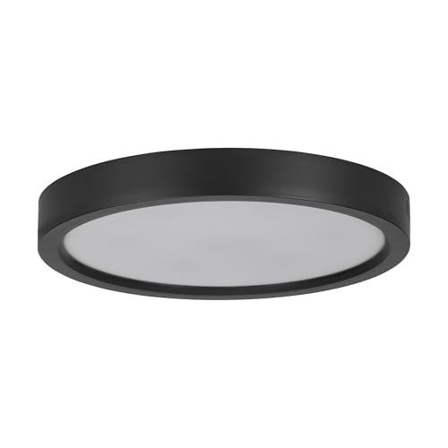 Eglo Plafonnier LED Idun-E, lampe de plafond rond, luminaire en saillie pour couloir et chambre, plastique noir, lumière blanc chaud, Ø 28,5 cm