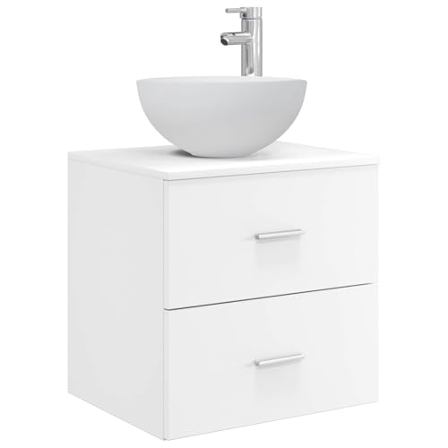 vidaXL Vanidad de Lavabo montada en la Pared Blanco 49,5 x 35 x 63 cm, Mueble de baño Moderno, Armario de Pared, soluciones de Almacenamiento, diseño contemporáneo, organización Que Ahorra Espacio