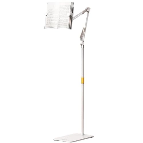 Soporte de lectura, soporte para libros de pie con estante para teléfono, ángulo de altura ajustable, giratorio portátil, para mesita de noche