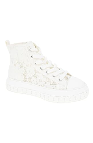 BCBGeneration Women's Renda High Top Allover White lace Sneaker