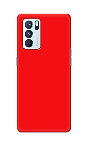 Image of Printed Hard Back Cover Case for Oppo Reno6 Pro 5G Back Cover (Plain Red) -1803