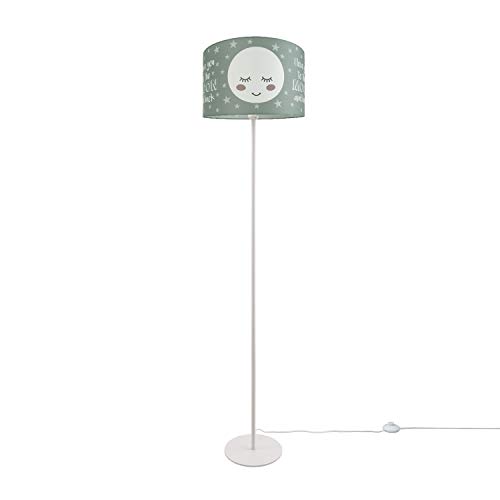 Paco Home Luminaria Pie Niños Lectura Habitación Infantil Lámpara Pantalla Tela Redonda Estrellas Luna Bebé E27