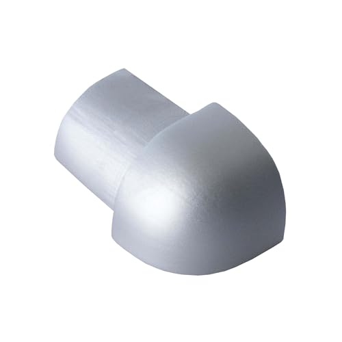 Dalsys Angolo esterno per binario per piastrelle profilo a quarto di cerchio in alluminio (anodizzato) da 10mm, profilo per piastrelle argento opaco in