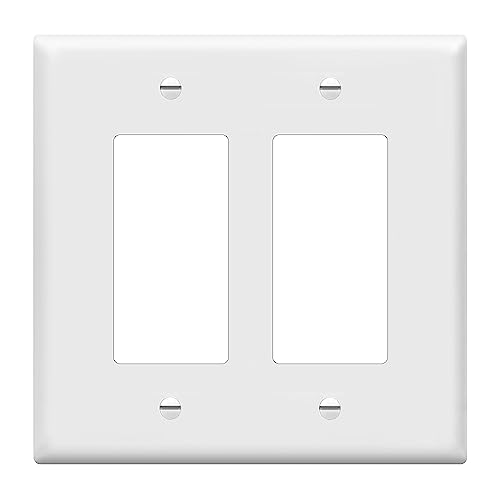 Image of ENERLITES 2-Gang White Mid-Size Decorator Switch Outlet Wall Plate Cover
