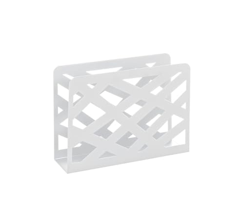 HAKU Porte-journaux, panier à journaux, porte-revues, blanc, métal avec perforations trapézoïdales - Dimensions : L 35 x H 26 x P 10 cm, Style : Moderne
