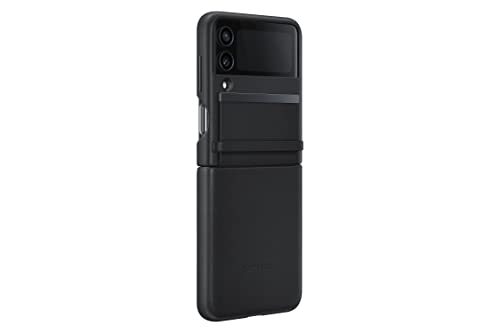 Image of Samsung Galaxy Z Flip4 Flap Leather Cover, Protective, Premium, Luxury Phone Case with Slim Style Design, US Version, Black