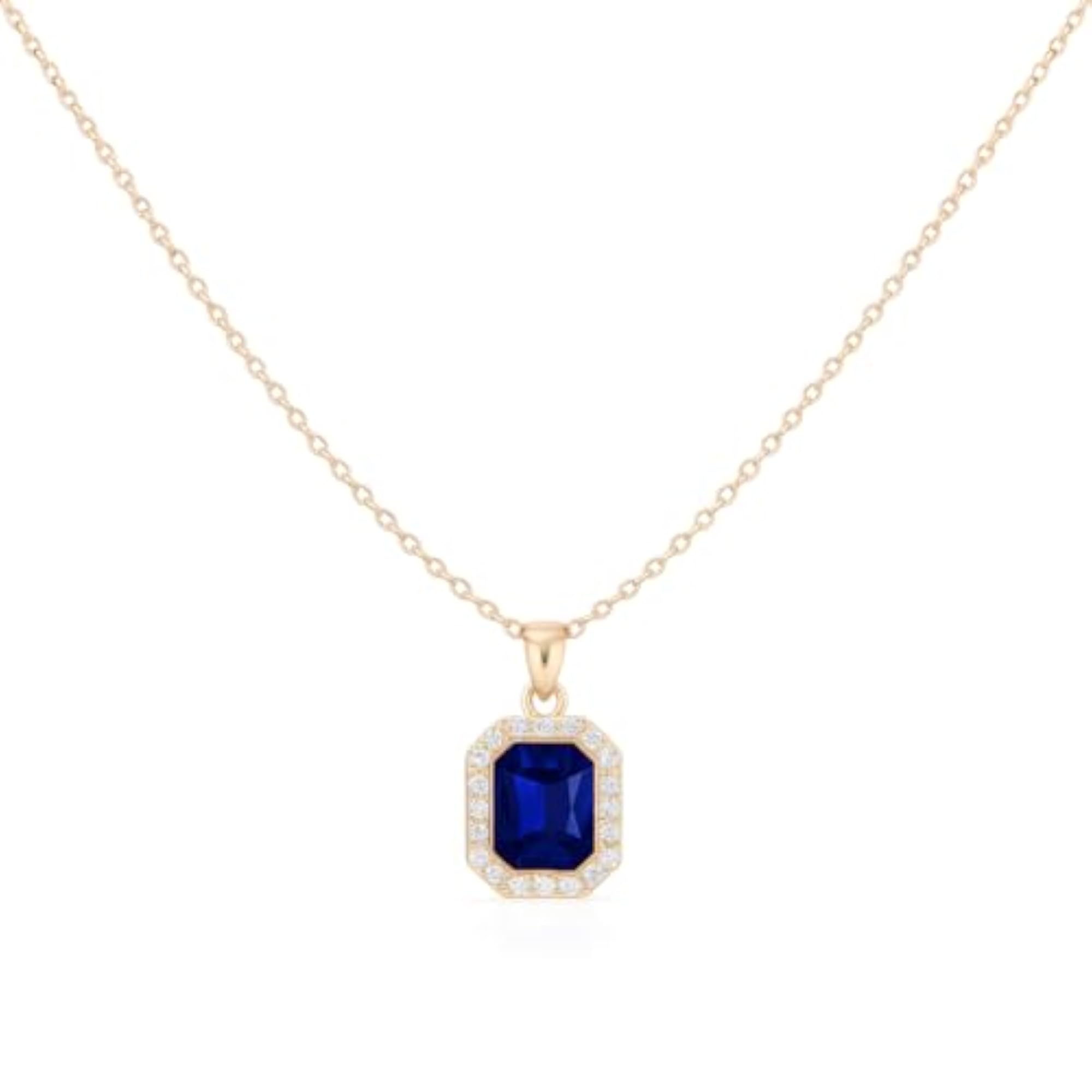 Women's Delicate Golden Finish Square Stone Stud Chain Set
