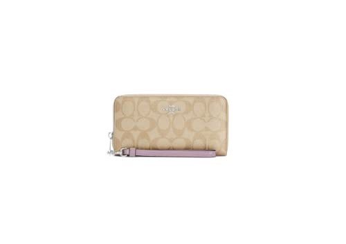 Coach Long Zip Around Wallet (Sv/Lt Khaki/Ice Purple) #TOP30