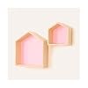 HJW Praktische opbergrek massief hout hangende plank geometrie, wandmontage opbergrek voor deur achter woonkamer slaapkamer display 1Huiyang-01020, roze