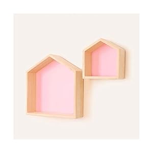 HJW Praktische opbergrek massief hout hangende plank geometrie, wandmontage opbergrek voor deur achter woonkamer slaapkamer display 1Huiyang-01020, roze