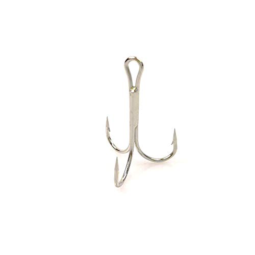 Persei 50Pcs Fishing Hook Silvery Tuba Treble Hooks High Carbon Treble Hooks Super Sharp Solid Size 1/0 2/0 3/0 4/0 5/0 Triple Barbed Steel Fish Hook (3/0) #TOP7
