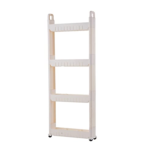 Carrito de cocina de 3 niveles con ruedas, almacenamiento estrecho para baño y organizador de cocina delgado, carrito de almacenamiento móvil con ruedas sin instalación de tornillos (4 capas 3)
