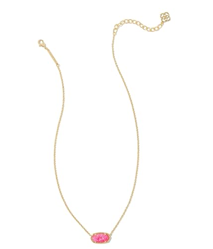 Image of Kendra Scott Womens Elisa Pendant Necklace Gold Bright Pink Kyocera Opal OS