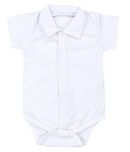 TupTam Body Baby Langarm oder Kurzarm mit Kragen – OEKO-TEX Baby Body Jungen aus Baumwolle, Farbe: Weiß, Größe: 86