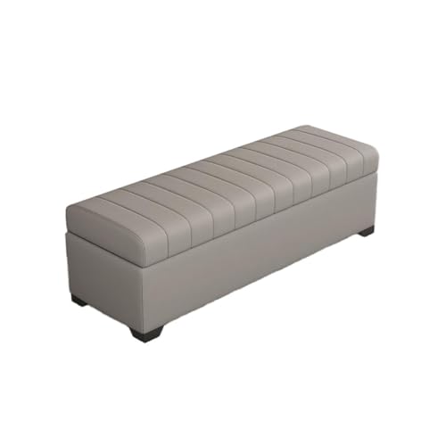 Coffre de rangement capitonné gris au design élégant et structure 150kg