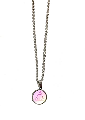 Collana realizzata a mano in acciaio inossidabile con ciondolo in resina, i doni della morte di Harry Potter