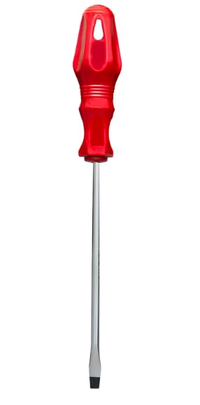 5x125 mm Düz Tornavida, Kırmızı Saplı Düz Uçlu Tornavida