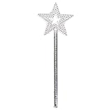 LWHao Princess Wand for Butterfly Wings Costume, Silver Star Angel Wand for Halloween, Christmas, Thanksgiving, Princess Party, 1 Pcs