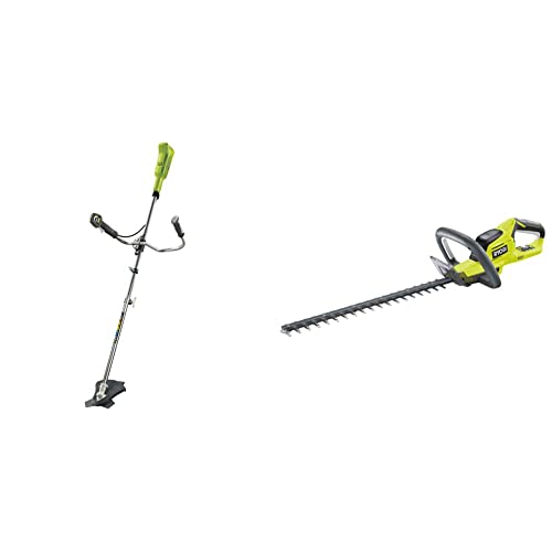 Ryobi OBC1820B 18V ONE+ Brush Cutter [Zero Tool], 18 V, Green & OHT1845 18V ONE+ Cordless 45cm Hedge Trimmer (Body Only)
