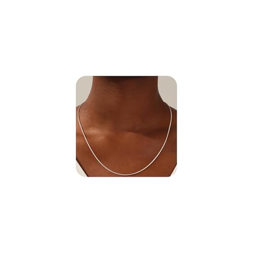 UPFAI 925 Sterling Silver Chain Necklace for Women - 2mm Snake Chain Necklace Smooth Sturdy Jewelry Gift Size 18+2 Inches