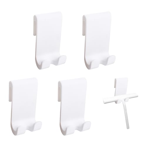 UFURMATE Lot de 4 crochets en silicone pour porte-rasoir, porte-serviettes sans cadre, double porte en verre (blanc)