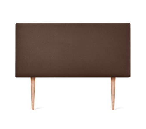 DHOME Tête de lit en Simili Cuir ou en Tissu AQUALINE Lisse avec Pieds Tête de lit de Luxe tapissée (95x105cm avec Pieds (Lits 70/80/90), Tissu Marron)
