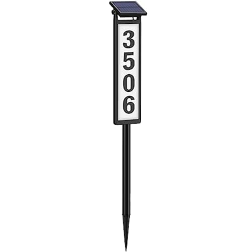 Números de casa LED solar exterior negro para placa de dirección y patio de chalet