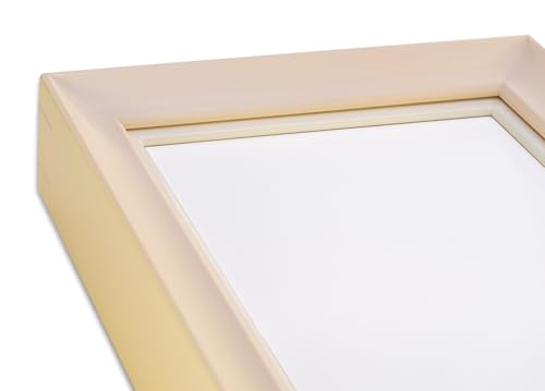 Fサイズ油彩用額縁 UVカットアクリル仕様 木製 キュート 壁用フック付 (SM,乳白)