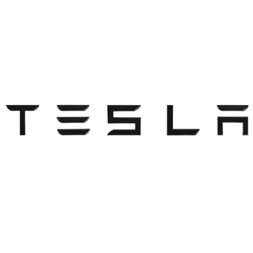 Image of Metal Tesla Letters Emblem Trunk Logo Decal Tailgate Rear 3m Adhesive Compatible with Tesla Model 3 Y Highland Juniper Chrome Matte Black Red Glossy Black (Glossy Black)