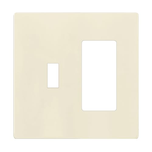 Image of ENERLITES Combination Toggle /Decorator Light Switch Plate, Double Switch Wall Plate, Standard Size 2-Gang 4.68 inch x 4.73 inch, Polycarbonate Thermoplastic, Gloss Finish, SI881131-LA, Light Almond