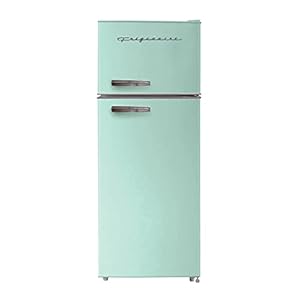 Frigidaire EFR753 Retro Apartment Size Refrigerator with Top Freezer – 2 Door Fridge with 7.5 Cu Ft of Storage Capacity, Adjustable Spill-Proof Shelves, Door & Crisper Bins, Mint
