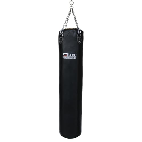 Lisaro Sacco da boxe professionale, 150 cm, adatto per ogni sport, ca. 40 kg, riempito/vuoto, inclusa catena in acciaio, materiale ecopelle (vinile), qualità da studio (non riempita)