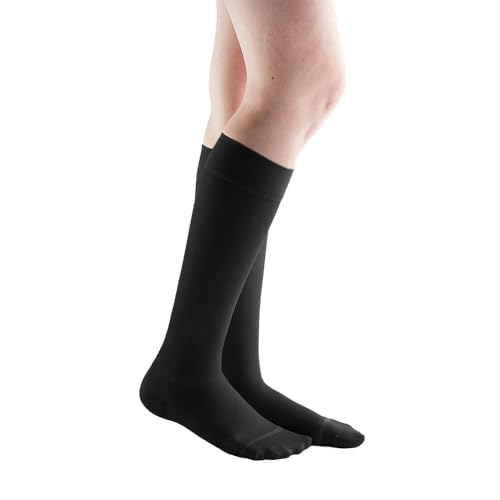 Image of Actifi Women's Sheer Wide Calf 15-20 mmHg Compression Stockings, Knee High, Closed Toe, Moderate Support