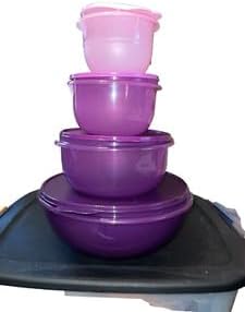 Tupperware Classic Fix N Mix Mixing Bowl Set of 4 with Paddle Spatula