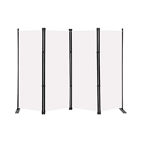 KEORTUN Klappbar 4-teiliger Raumteiler 203x183 cm Sichtschutz Paravent Trennwand FREISTEHEND für Wohnzimmer, Schlafzimmer, Büro, Studio- Beige