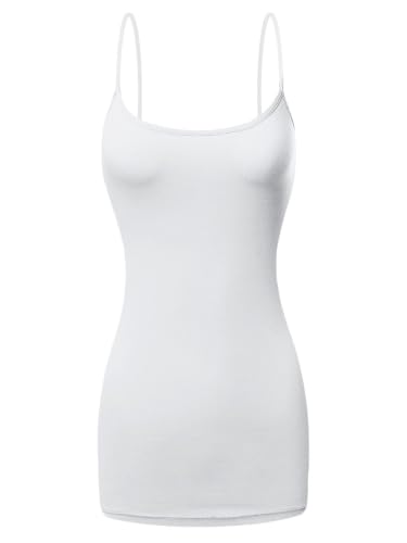 Image of Women's Long Cotton Camisole Spaghetti Strap Tank Top