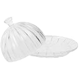 TOGEVAL Tortenständer mit Glasglocke und Snacktablett Kuchenpräsentationstablett für Partys und Familienfeiern Stapelbar und Robust 32cm Durchmesser