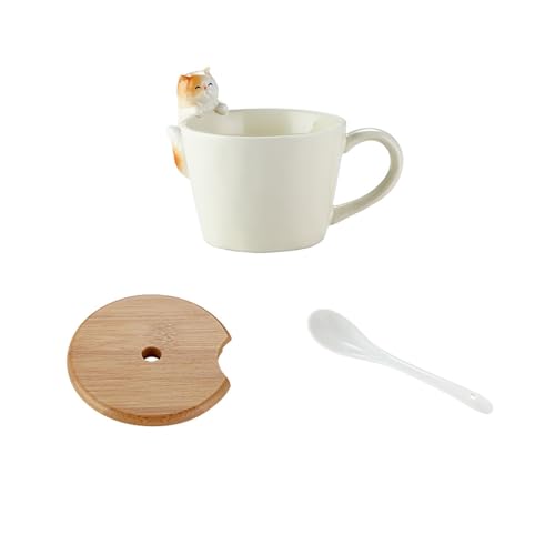 かわいい漫画の犬と猫のセラミックマグカップ - 家の装飾、誕生日プレゼント、カップルでの使用に最適なヨーロピアンスタイルの磁器ティーカップ