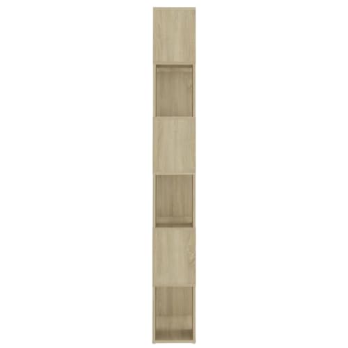 Estantería para libros roble Sonoma de 60 cm con 6 compartimentos de madera 8