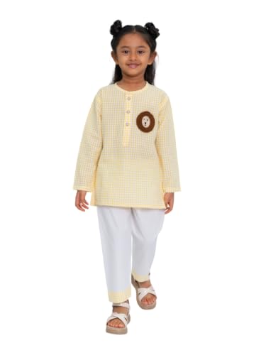 Image of POLKA TOTS 100% Cotton Traditional Nightwear Kurta Pyjama Set | Unisex Night Dress for Kids Girls & Boys | Summer Night Suits for Kids | Ethnic Indian Nightsuit | Cotton Night Suit Combo Set for Baby