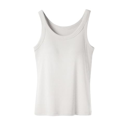 El Mejor Listado de Camisetas y tops para Mujer del mes. 46 Tapanet Camiseta sin mangas de algodón con brasier integrado para mujer, XL, Blanco