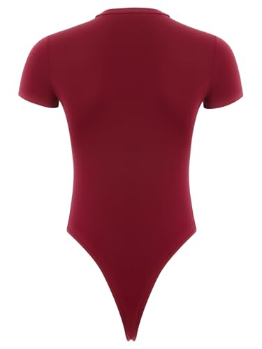 Vxuxlje Men's Short Sleeve Bodysuit Buttoned Crotch High Cut Leotard Athletic Romper Jumpsuit4