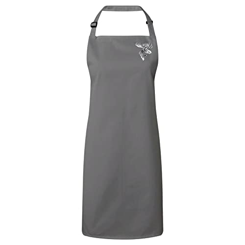Tablier cuisine premium gris dessin élan animaux forêt